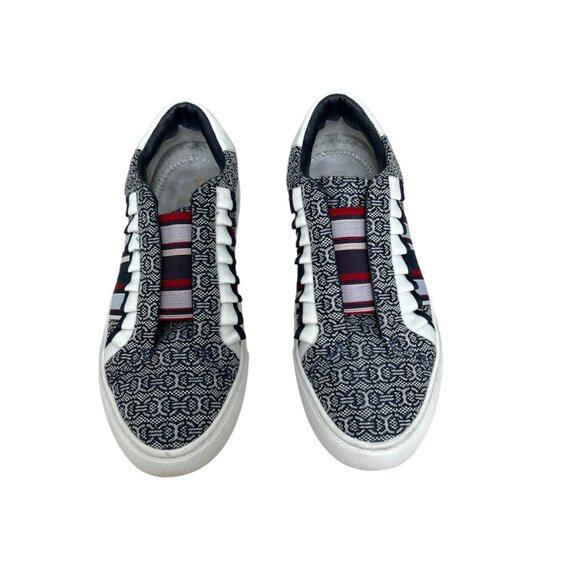 Tory Burch Sport Gemini Leather Jacquard Ruffle Slip on Women's Sneakers sz 7.5 - Picture 2 of 9
